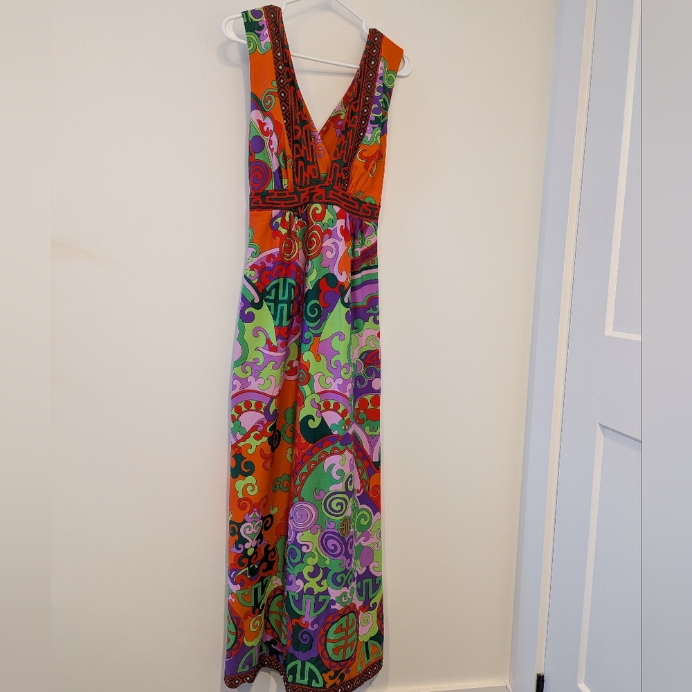 Vintage 1970s Multicolor Maxi Dress